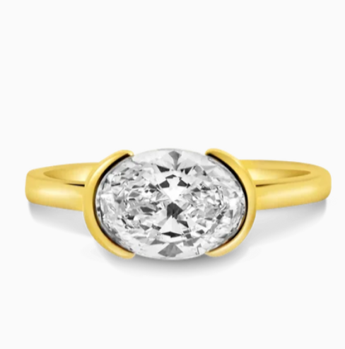 East-west oval lab-grown diamond ring